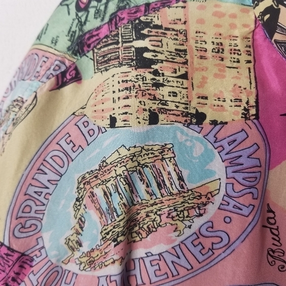 Mureli Vtg 80s silk bomber travel map jacket - Picture 10 of 10